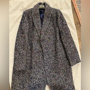 J.Crew Tweed Daphne Topcoat, Sz 4, Navy Blue, Used